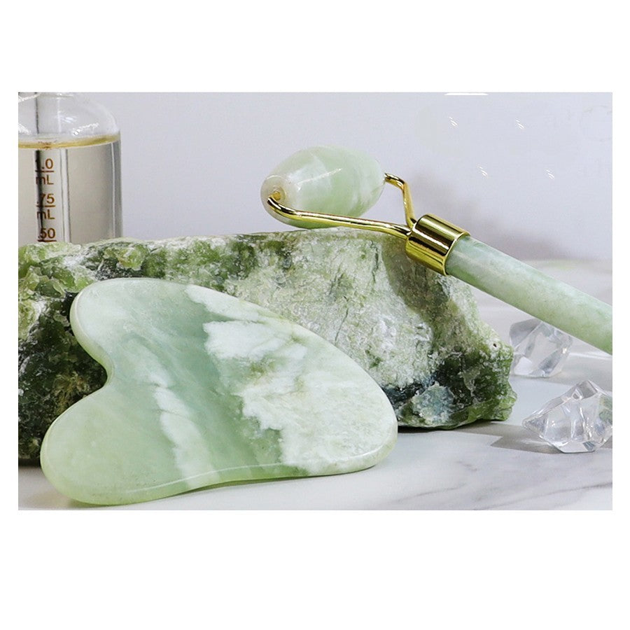 100% Natural Jade Facial Massage Roller & Gua Sha Set Gift Box Beauty Tools