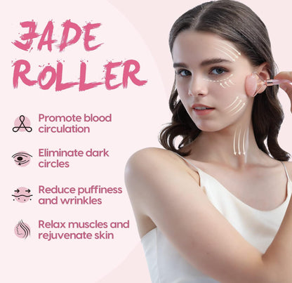 100% Natural Jade Facial Massage Roller & Gua Sha Set Gift Box Beauty Tools